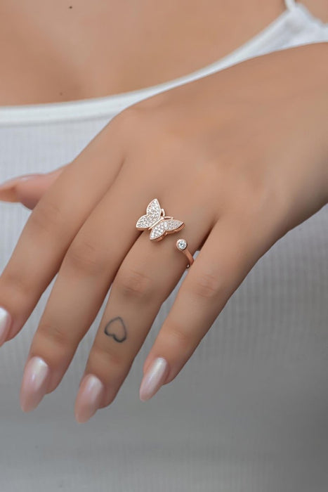 Nereze | Rose Butterfly Adjustable Size Ring