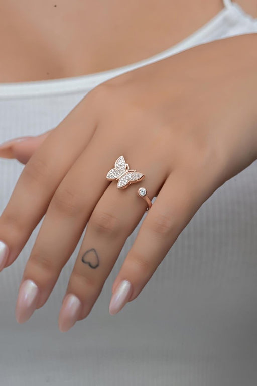 Nereze | Rose Butterfly Adjustable Size Ring