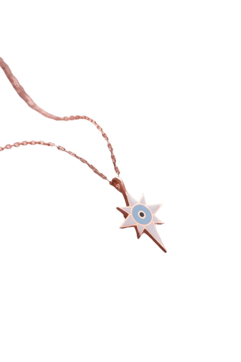 Nereze | Rose Enameled Polar Star Necklace