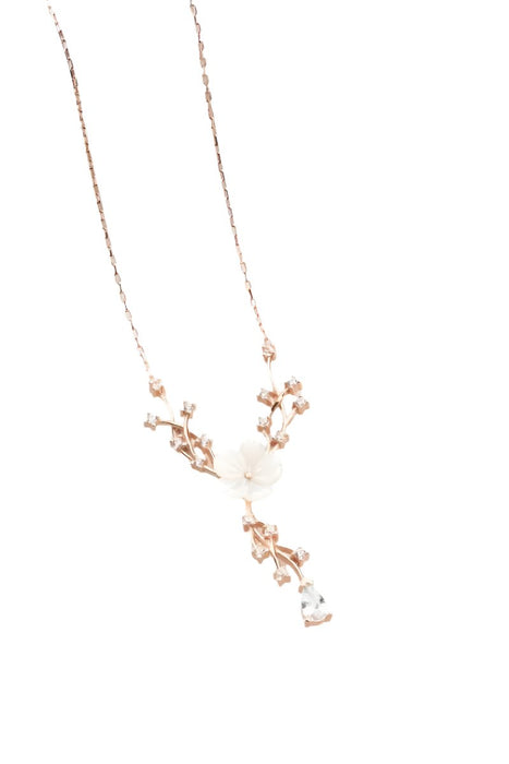 Nereze | Rose Plated Magnolia Blossom Ivy Necklace