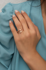 Nereze | Size Rose Hugging Hands Silver Adjustable Size Ring