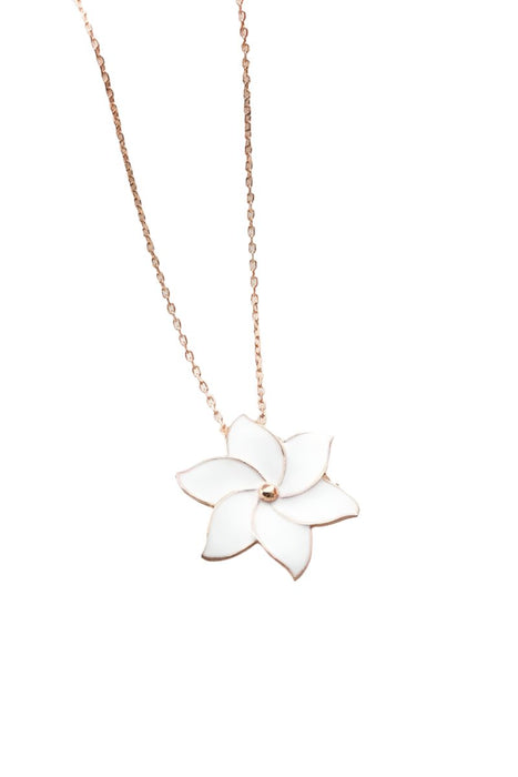 Nereze | White Enameled Wind Rose Necklace