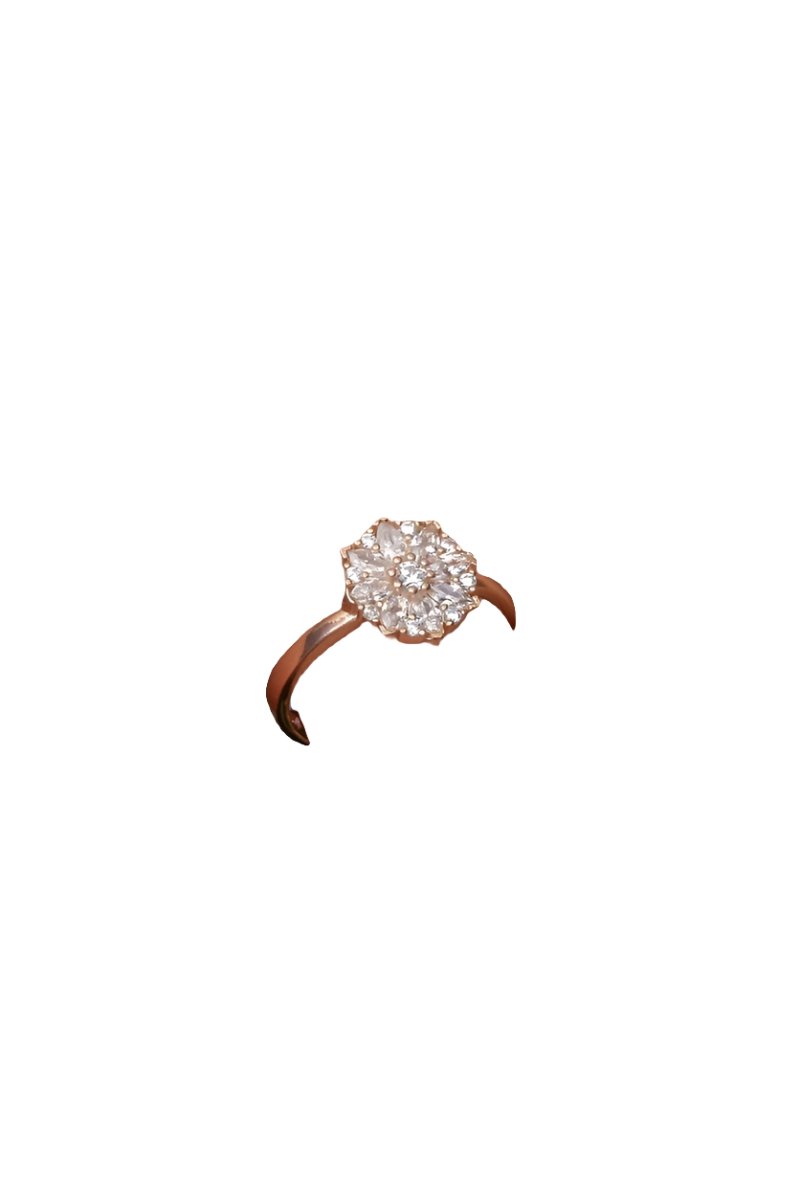 Nereze | White Zircon Stone Flower Adjustable Size Ring