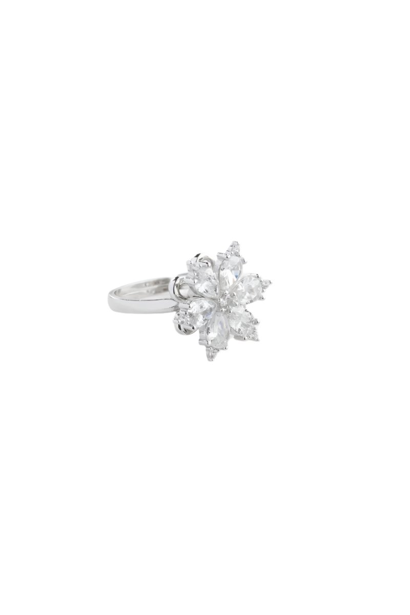 Nereze | White Zircon Stone Rotating Camellia Flower