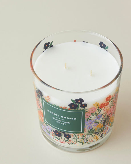 Neroli Orchid Scented Candle   Premium Home Fragrance   Transparent Glass Jar