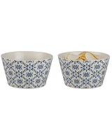 New Bone Ceramic 2 - Piece Bowl Set - Blue & White Design - TryAladdin