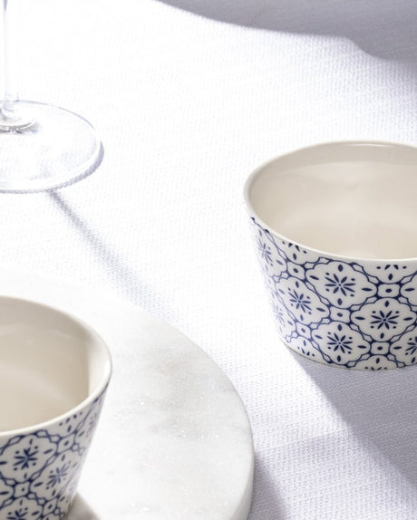 New Bone Ceramic 2 - Piece Bowl Set - Blue & White Design - TryAladdin