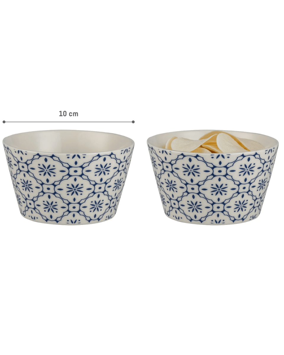 New Bone Ceramic 2 - Piece Bowl Set - Blue & White Design - TryAladdin