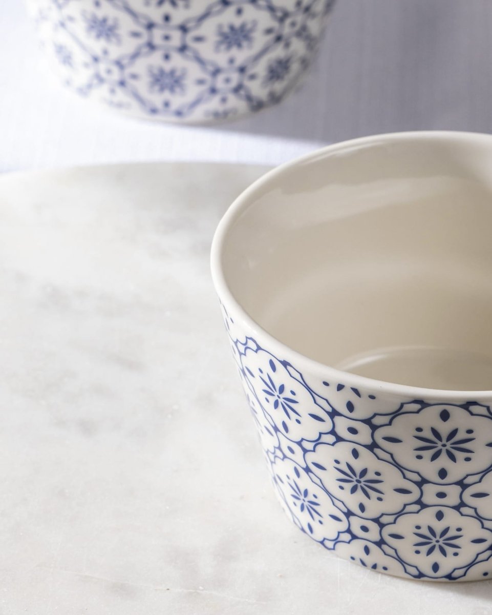 New Bone Ceramic 2 - Piece Bowl Set - Blue & White Design - TryAladdin