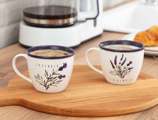 New Bone China 2 - Piece Cup Set - Lavender Jardin Design - TryAladdin