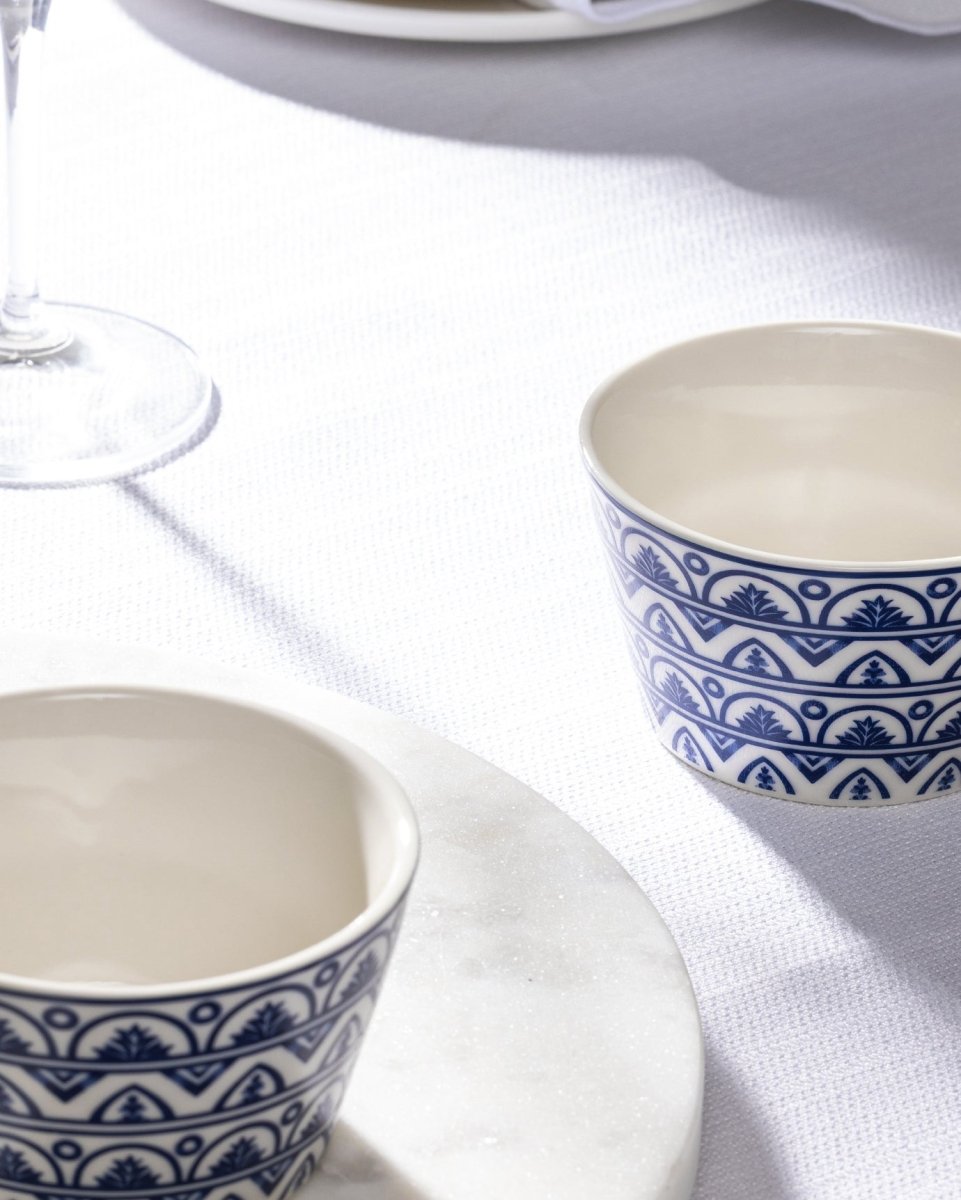 New Bone China 2 - Piece Serving Bowls - Elegant Blue & White - TryAladdin
