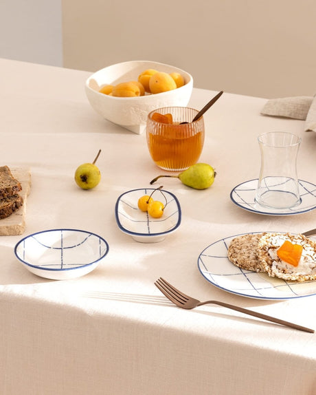 New Bone China 26 - Piece Breakfast Set - Azurine Blue & White - TryAladdin