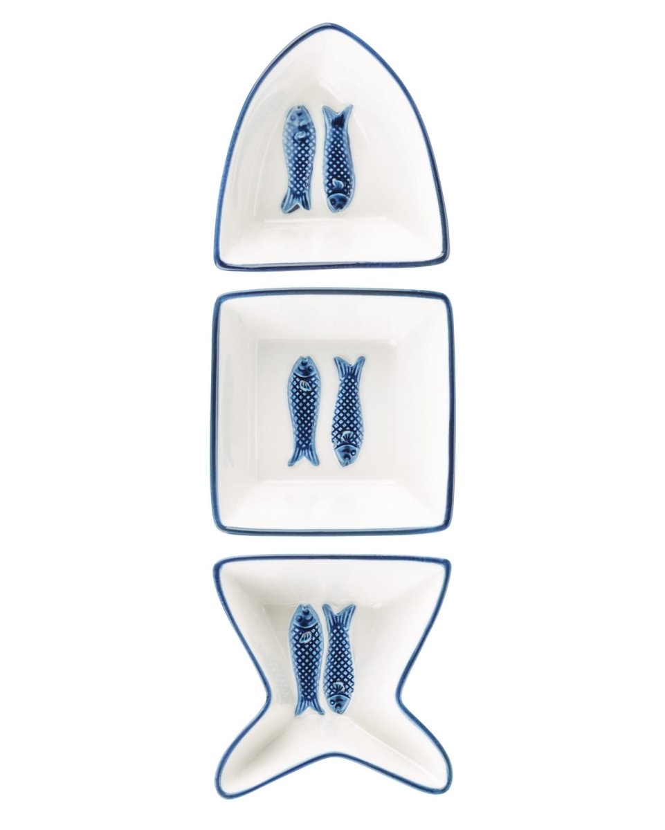 New Bone China 3 - Pc Serving Set - Coastal Blue & White - TryAladdin