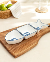 New Bone China 3 - Pc Serving Set - Coastal Blue & White - TryAladdin