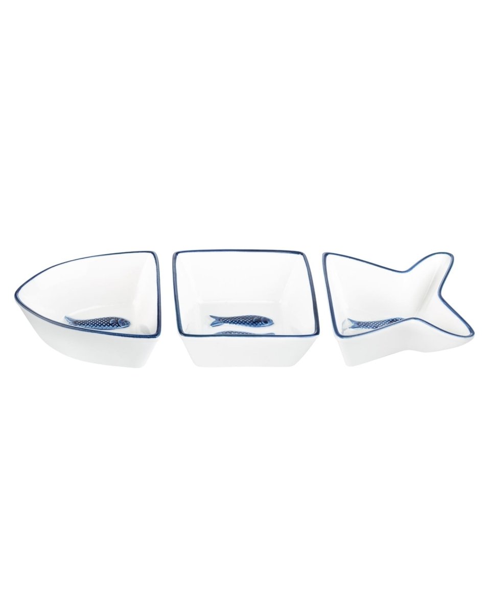 New Bone China 3 - Pc Serving Set - Coastal Blue & White - TryAladdin