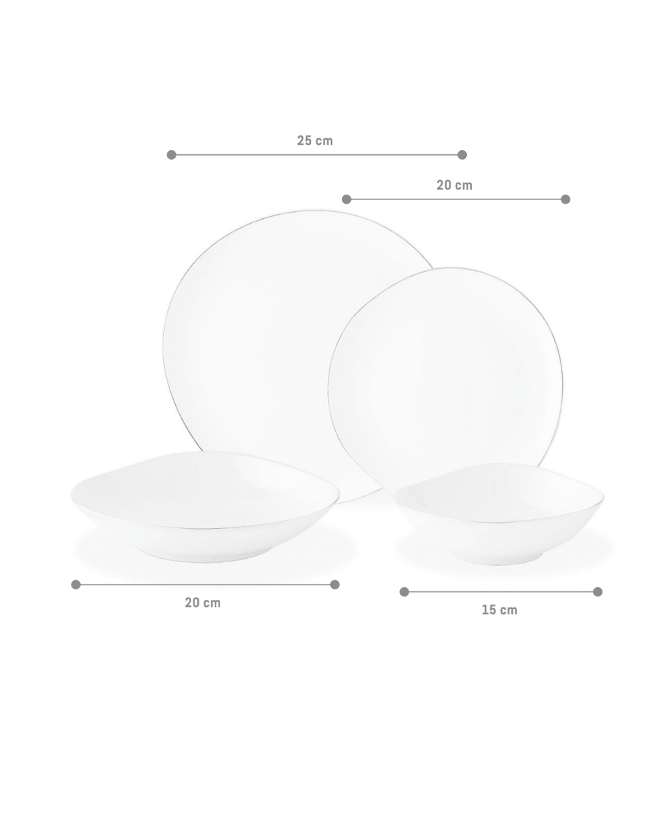 New Bone China 6 - Person Dinner Set - Elegant Silver Accents - TryAladdin