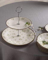 New Bone China 7 - Piece Biscuit Serving Set - Elegant Fleur Design - TryAladdin