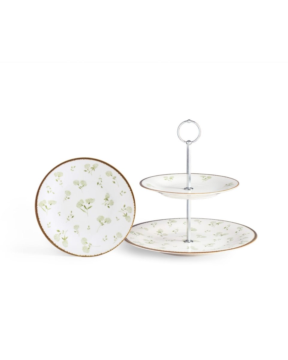 New Bone China 7 - Piece Biscuit Serving Set - Elegant Fleur Design - TryAladdin