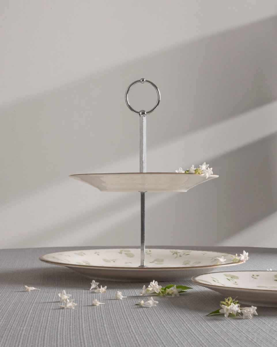 New Bone China 7 - Piece Biscuit Serving Set - Elegant Fleur Design - TryAladdin