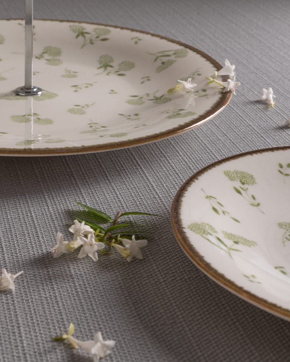 New Bone China 7 - Piece Biscuit Serving Set - Elegant Fleur Design - TryAladdin