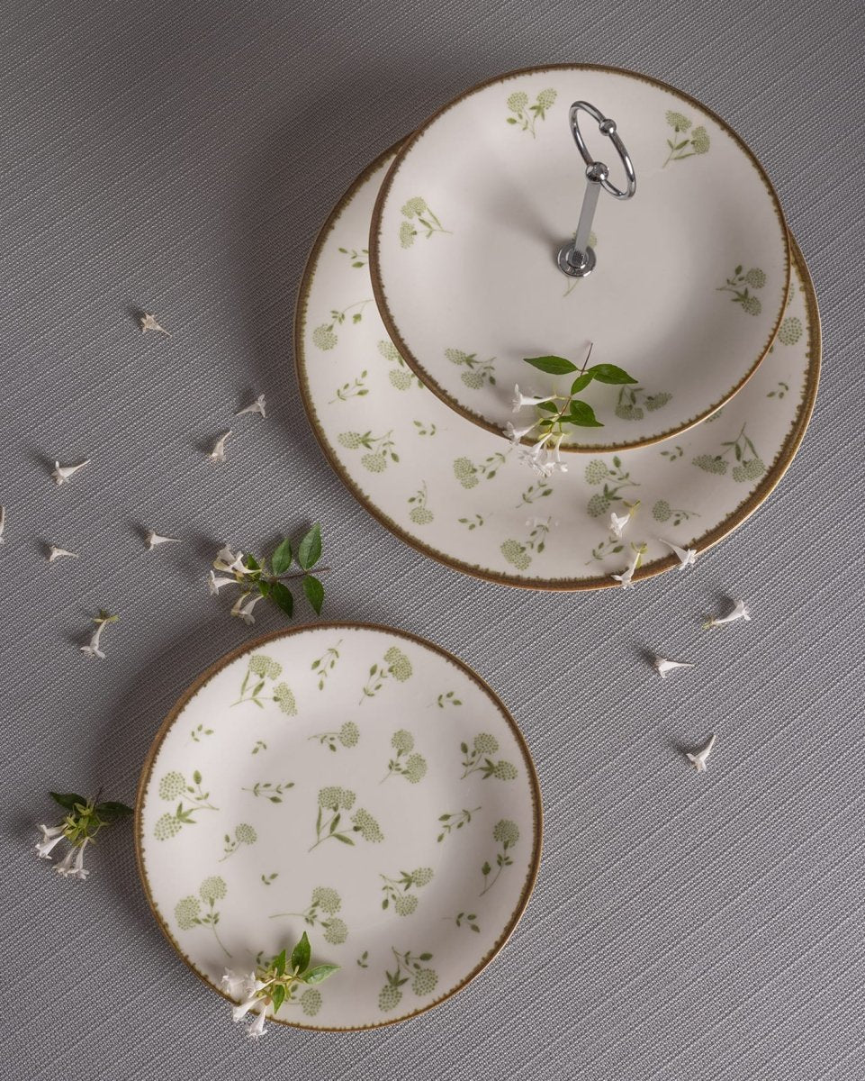 New Bone China 7 - Piece Biscuit Serving Set - Elegant Fleur Design - TryAladdin