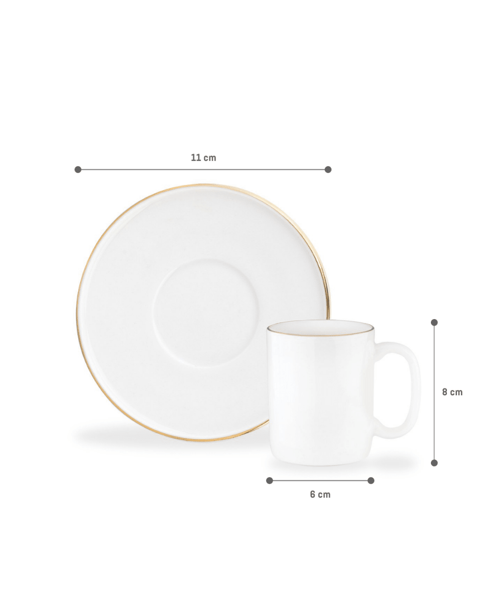 New Bone China Coffee Set - Lumora White & Gold Accents - TryAladdin