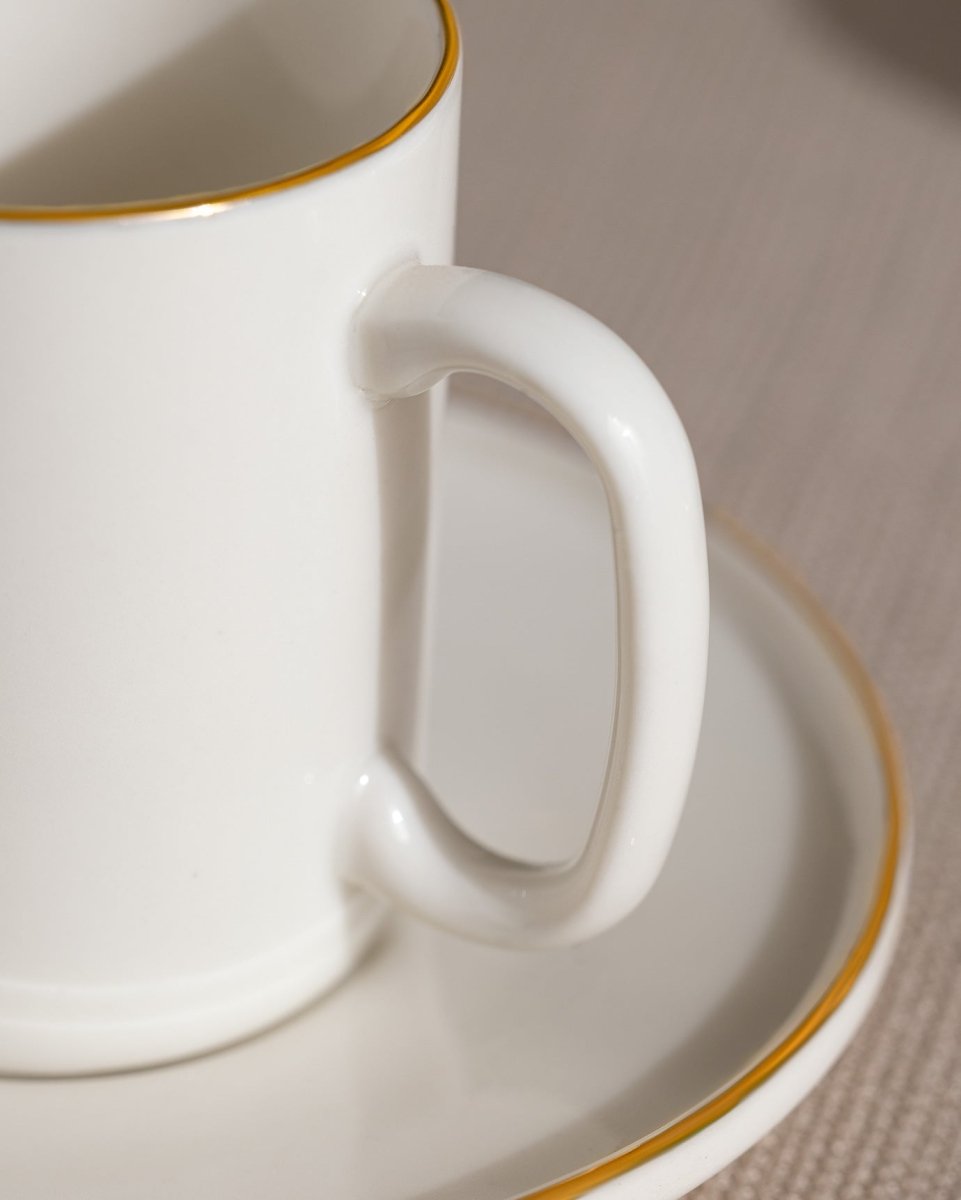 New Bone China Coffee Set - Lumora White & Gold Accents - TryAladdin