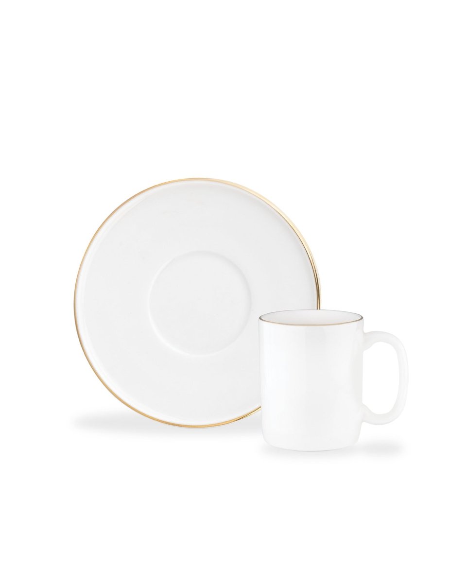 New Bone China Coffee Set - Lumora White & Gold Accents - TryAladdin