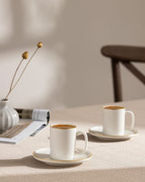 New Bone China Coffee Set - Lumora White & Gold Accents - TryAladdin