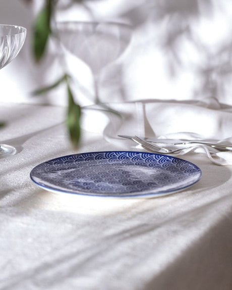 New Bone China Dessert Plate - Elegant Blue Saphir Design - TryAladdin