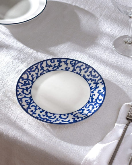 New Bone China Dessert Plate - Reve Bleu Bliss Blue & White Pattern - TryAladdin