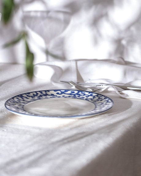 New Bone China Dessert Plate - Reve Bleu Bliss Blue & White Pattern - TryAladdin