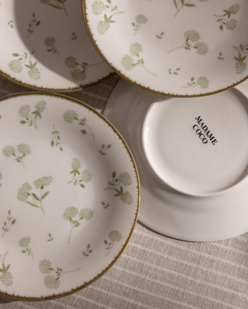 New Bone China Dessert Plate Set - Fleur Floral Pattern - TryAladdin
