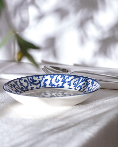 New Bone China Dinner Plate - Reve Bleu Bliss Blue & White - TryAladdin