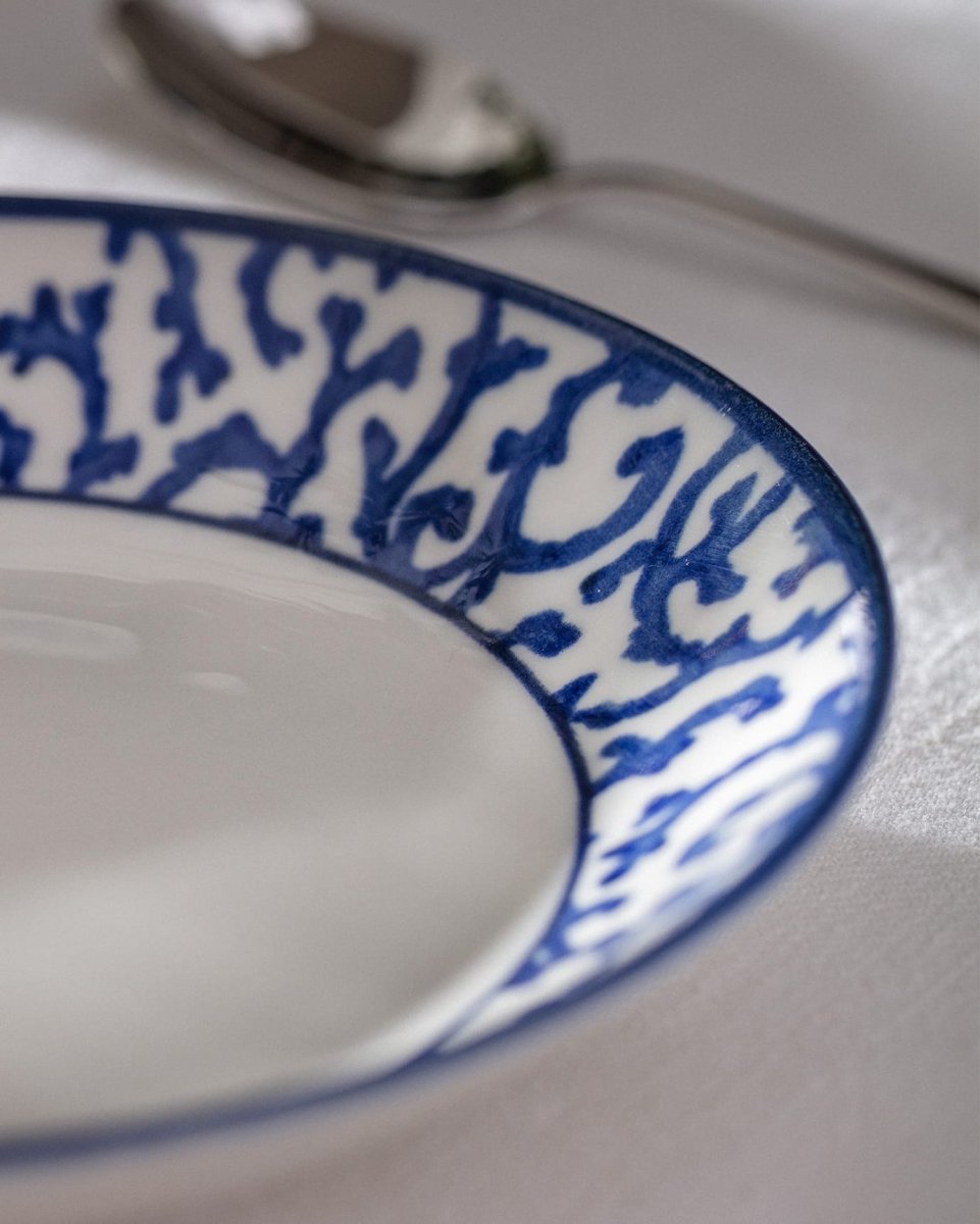 New Bone China Dinner Plate - Reve Bleu Bliss Blue & White - TryAladdin