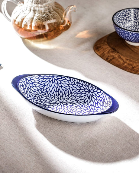 New Bone China Handled Accent Plate - Rêve Bleu Collection - TryAladdin