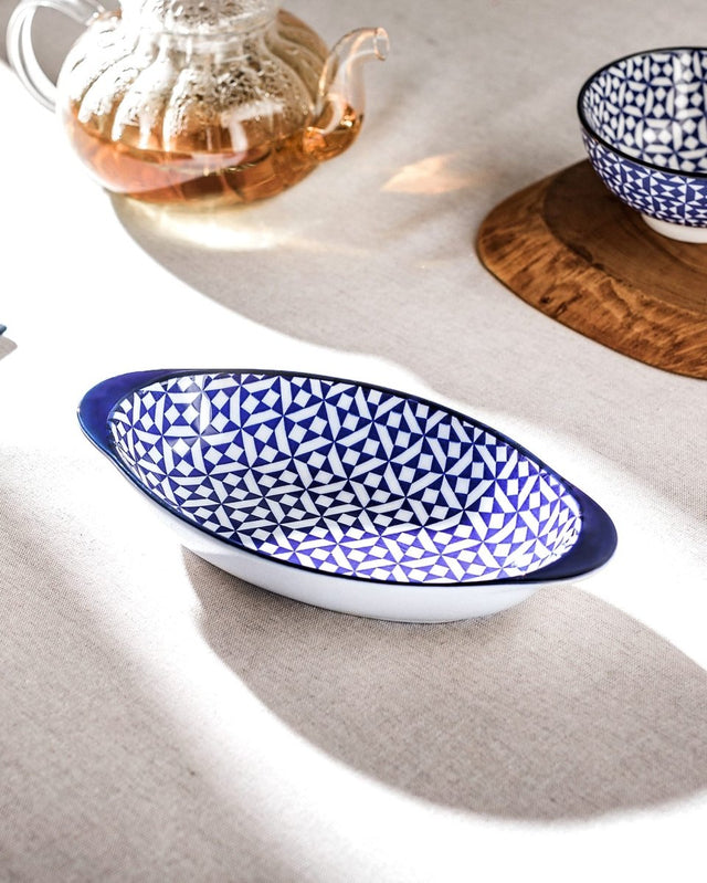 New Bone China Handled Plate - Rêve Bleu Petite Nancy Collection - TryAladdin