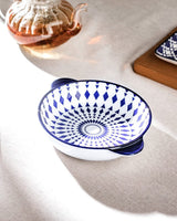 New Bone China Round Handled Plate - Rêve Bleu Design - TryAladdin
