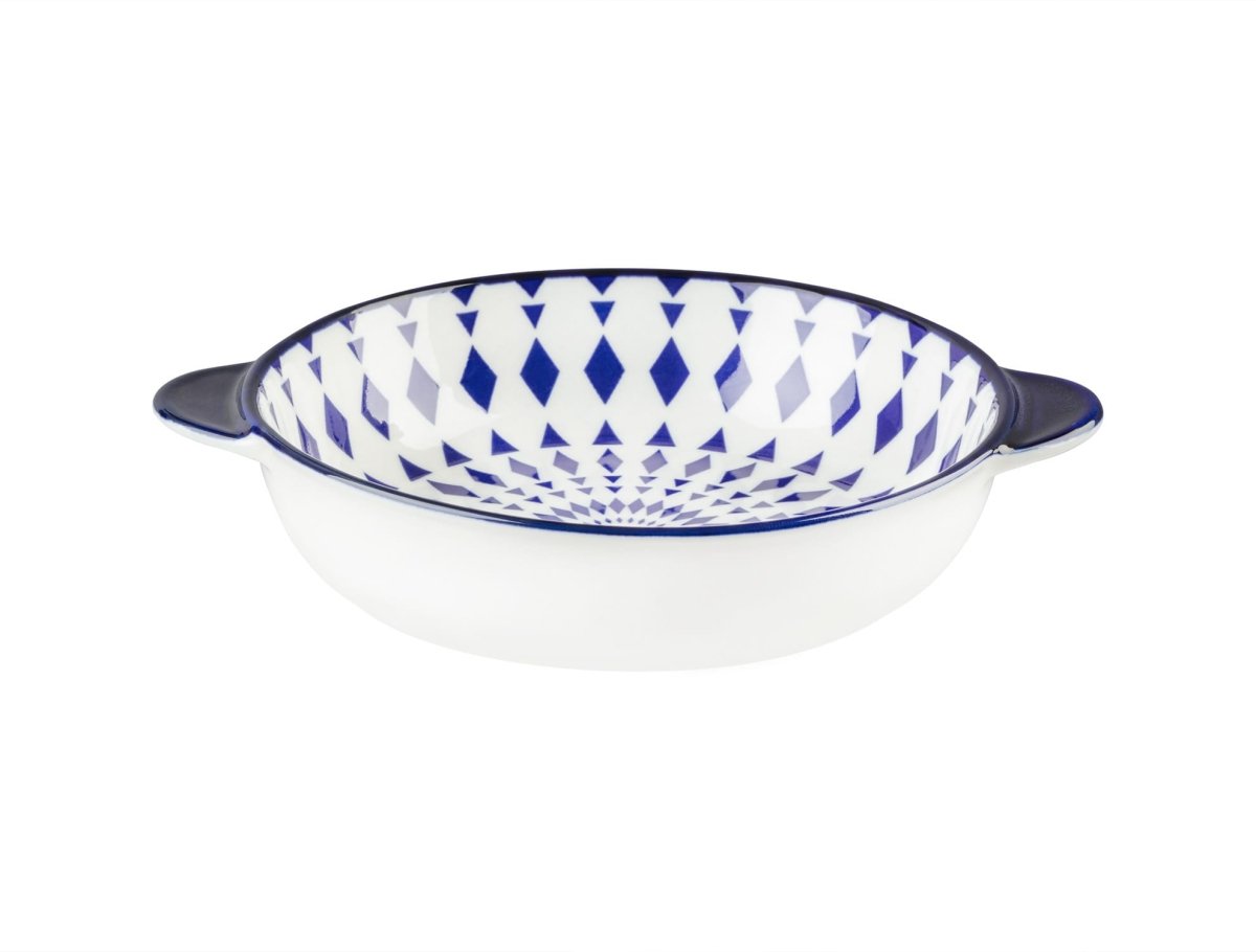 New Bone China Round Handled Plate - Rêve Bleu Design - TryAladdin