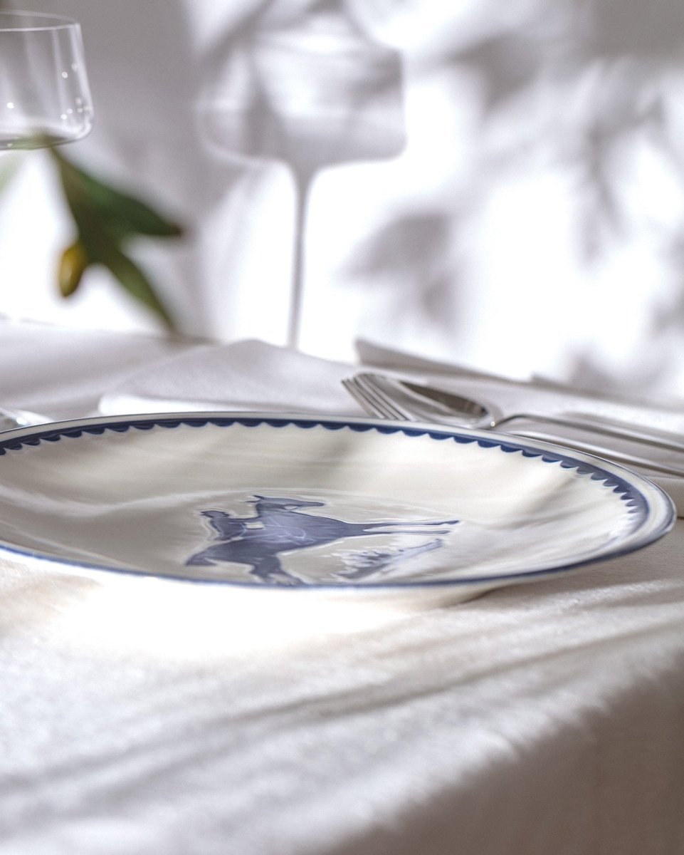 New Bone China Serving Plate - Blue & White Coastal Style - TryAladdin