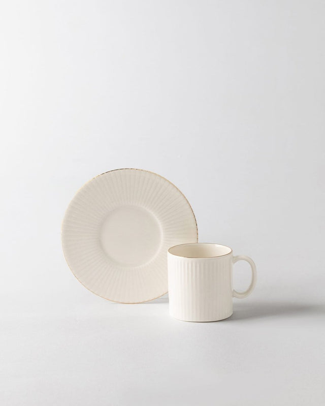 New Bone Porcelain Coffee Cup Set for 6 - Elegant Gold Accents - TryAladdin
