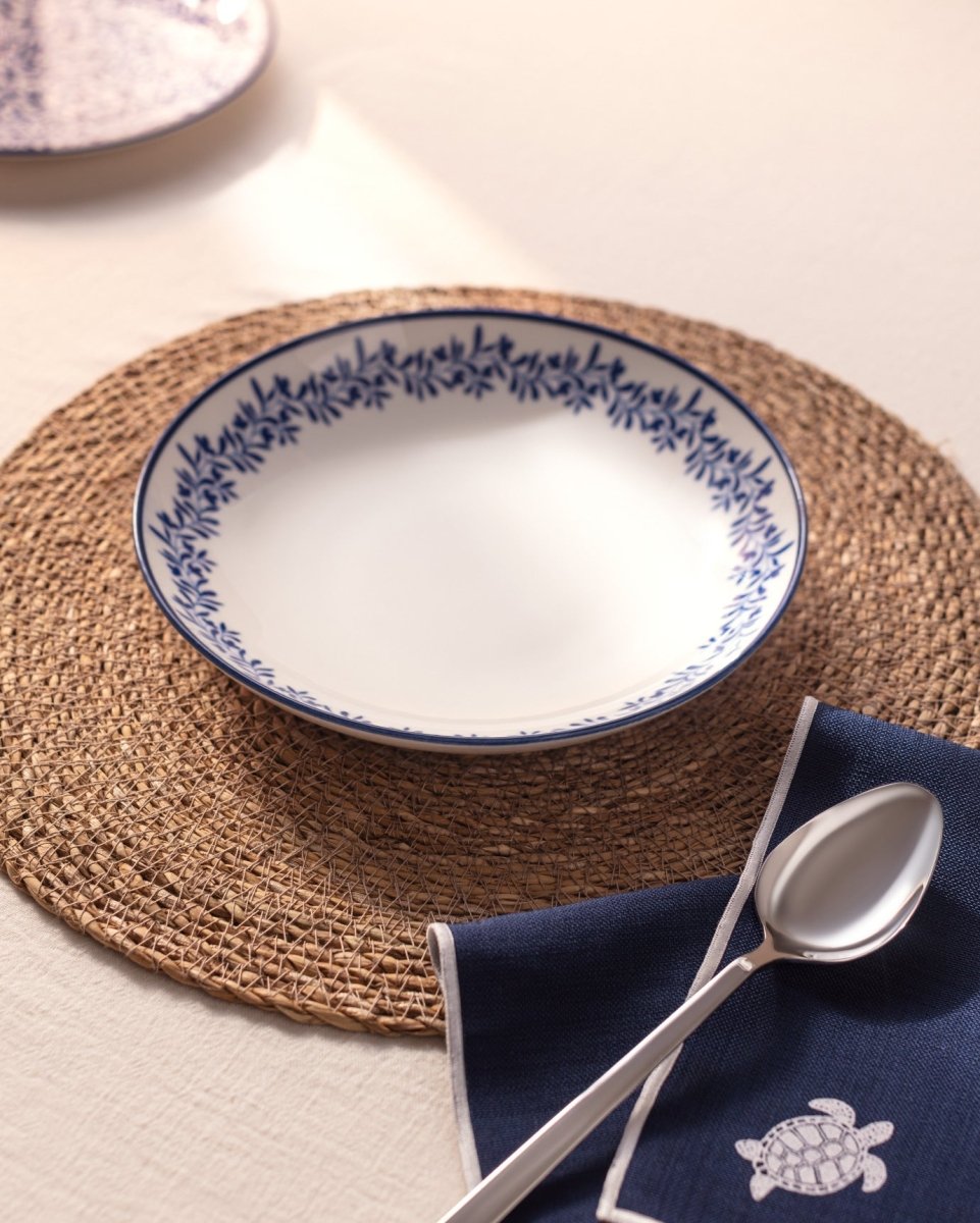 New Bone Porcelain Dinner Plate - Rêve Bleu Crown Pattern - TryAladdin
