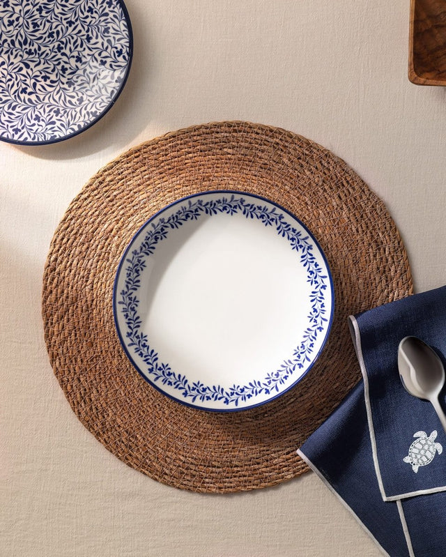 New Bone Porcelain Dinner Plate - Rêve Bleu Crown Pattern - TryAladdin