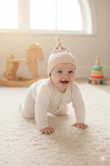 Newborn 100% Cotton Extra Soft Non - Sweating Top Knot Beanie - TryAladdin