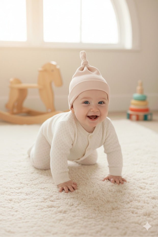 Newborn 100% Cotton Extra Soft Non - Sweating Top Knot Beanie - TryAladdin