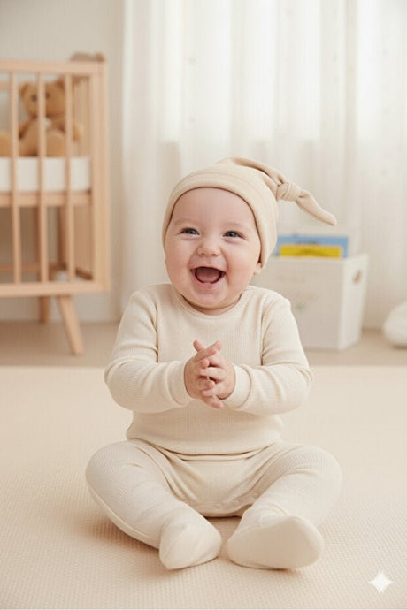 Newborn 100% Cotton Extra Soft Non - Sweating Top Knot Beanie - TryAladdin