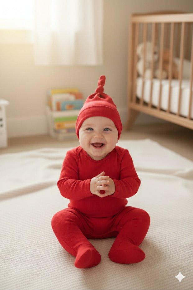 Newborn 100% cotton Soft & Breathable Red Beanie Hat - TryAladdin