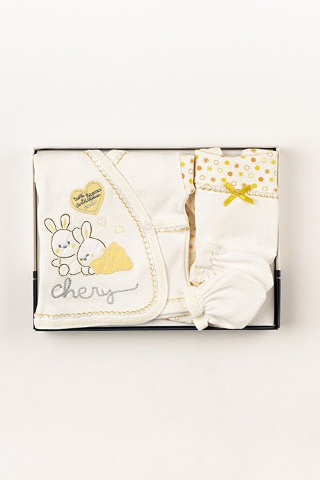 Newborn 5 - Piece Premium Cotton Hospital Welcome Baby Outfit Set - Yellow Rabbit - TryAladdin