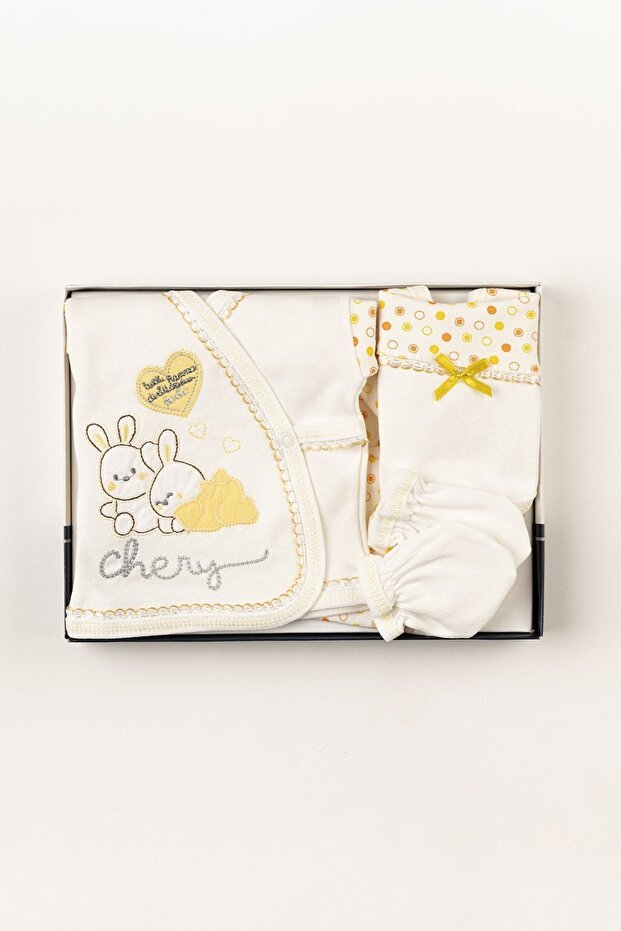 Newborn 5 - Piece Premium Cotton Hospital Welcome Baby Outfit Set - Yellow Rabbit - TryAladdin