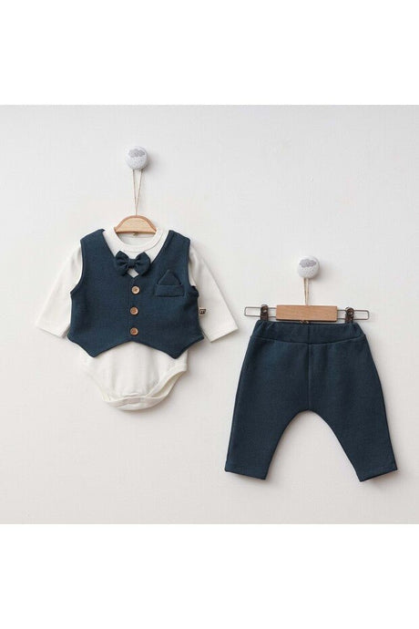Newborn Baby Boy Special Occasion Outfit Set - Bodysuit, Vest & Bow Tie - TryAladdin